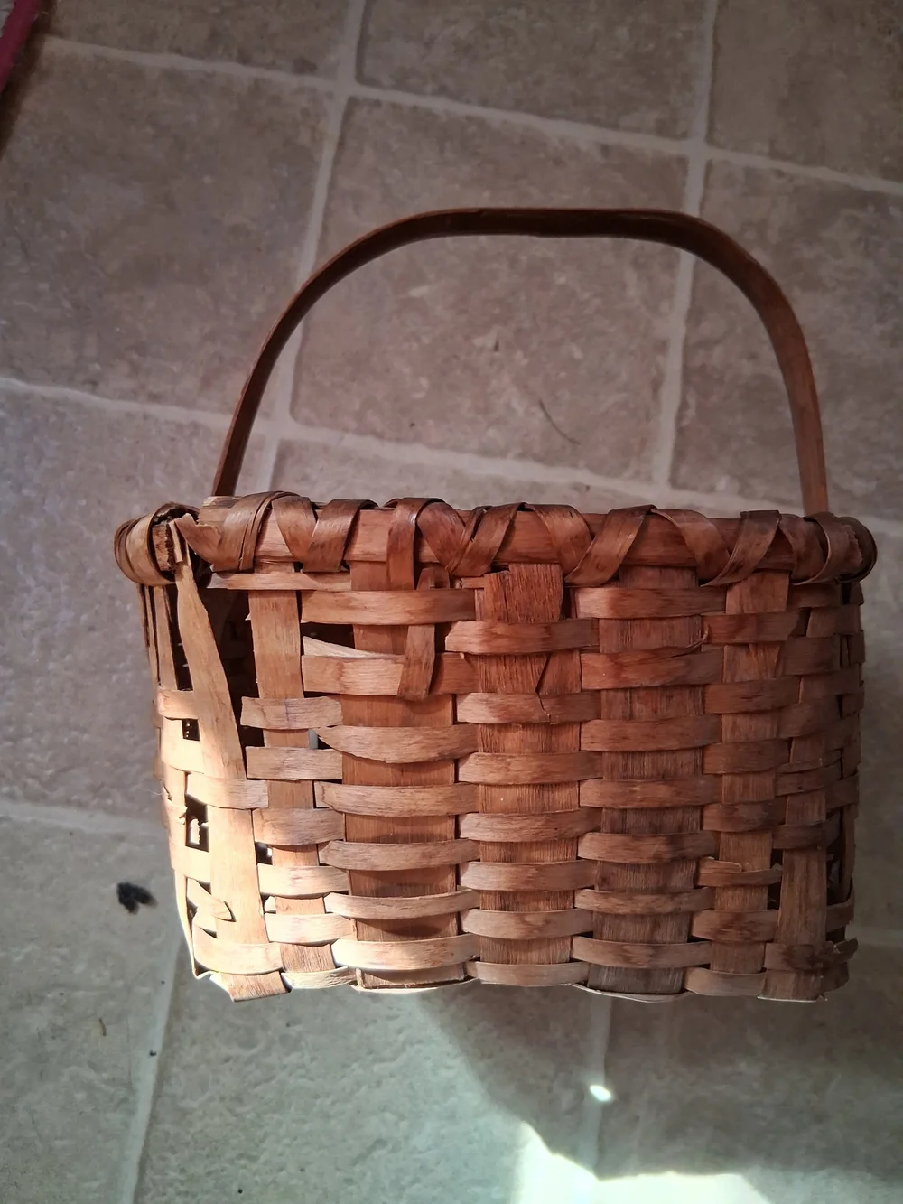 Vintage Handwoven Basket with Handle